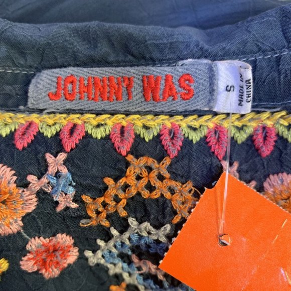 *Johnny Was Grey Silk Embroidered Blouse Small - Picture 4 of 5